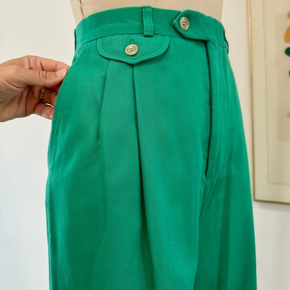 Vintage 80’s Green High-Waist Pleated Trousers - Picture 6 of 15